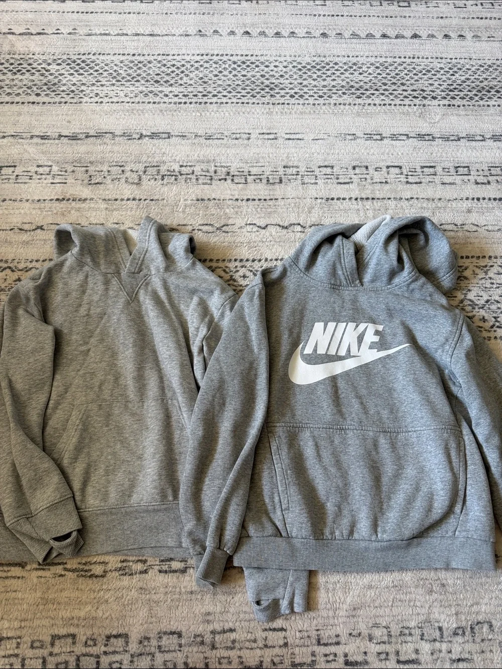 Nike Gray Pullover Hoodie Pair with White Swoosh
